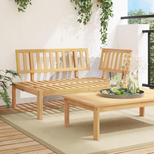 QJBSAVVA Gartensofa Eckbank Massivholz Akazie 133x92x69 cm Modernes Paletten Design Robustes Outdoor Sofa für Terrasse Balkon und Garten Lounge