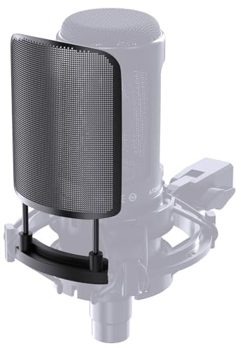 Metal Windscreen Pop Filter Compatible with Audio Technica at2020 at2035 at2050 at8458 Mic Shock Mount, Metal Mesh Cover, Anti-explosion Noise Cover Eliminates Pops and Hisses Sounds, Black