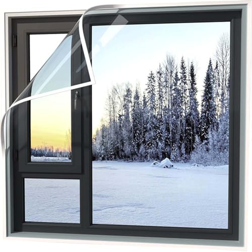 Film Isolant pour Fenêtre pour L'Hiver, 1.7x1.5m Kit D'Isolation de Fenêtre, Autoadhésif, Protection Contre le Froid, Isolation Thermique, Réduit le Froid de L'hiver(170x150cm)