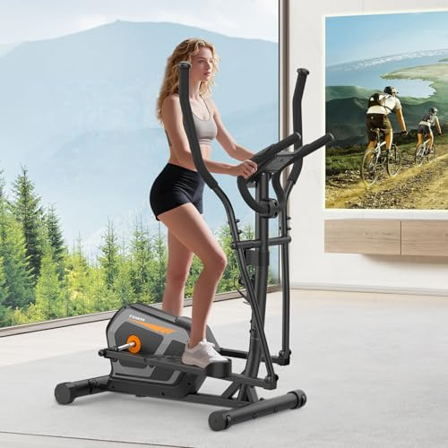 Crosstrainer für Zuhause,Ellipsentrainer mit 16 Widerstandsstufen,Bluetooth App,Flaschenhalter,Ultraleiser Magnetischer Crosstrainer mit Rutschfestem Pedal,Transporträder bis 134KG | Ultraleiser Magnetischer Crosstrainer für Zuhause mit 6KG Schwungrad, Rutschfestem Pedal,Transporträder bis 130KG