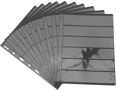 KONTONTY Álbum de Sellos Transparente 10 Páginas PVC Doble Cara Soporte para Colección de Sellos y Billetes Páginas de Stock Negras 6 Columnas Adecuado para Organizar y Proteger