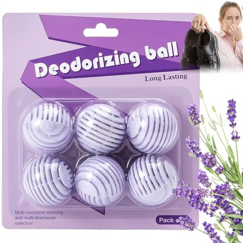 6PCS Shoe Deodorizer Balls, Football Boot Deodoriser, Shoe Odour Eliminator, Shoes Air Freshener, Foot Odour Eliminator, Spherical Design, Lavender Flavour