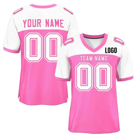 Personnalisable Maillot de Foot - T Shirt Personnalisé col Rond Personnalisable avec Nom Numéro Logo Imprimée Recto/Verso Lâche Chic Sport Maillot pour Match de Football,Rose,S