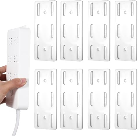 8 unidades de soporte para regleta autoadhesiva, soporte de pared sin agujeros para regletas, soporte de mesa para la oficina en casa, gestión de cables