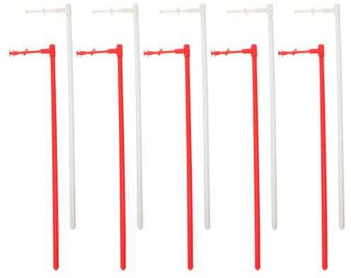 MAGICLULU Lot de 10 Sets de Tiges de Fabrication D’éoliennes en Plastique Blanc et Rouge, Accessoires Réutilisables pour Moulins à Vent de Jardin, Tiges Solides pour Bricolage Décoratif