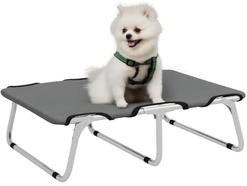 PawHut Hundeliege Outdoor klappbar für kleine Hunde 71 x 58 x 20 cm Grau | Erhöhtes, Faltbares Hundebett, Kühlende Haustierliege mit Stahlrahmen, Haustierbett für Camping im Freien
