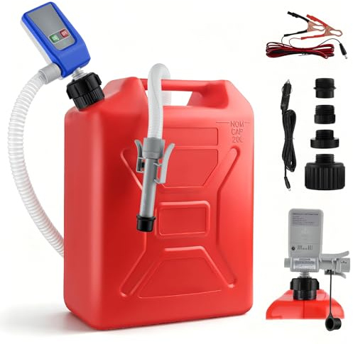 Bomba de combustible de 12 V, bomba eléctrica de gasolina con sensor de parada automática y 4 adaptadores, bomba diésel portátil para bidón, múltiples fuentes de alimentación (batería de coche/AA