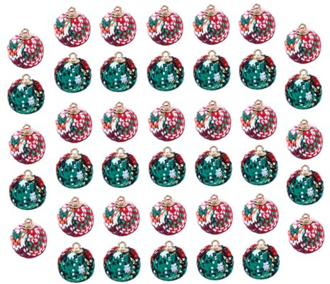 Zerodeko 40 Bunte Weihnachtsanhänger aus Stoff Kugelform 1,5cm Kompakt und Verschleißfest Selbstgemacht Anhänger Satz für Weihnachtsschmuck und Schlüsselanhänger Dekoration Zufällige Farbe