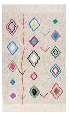 Lorena Canals - Kaarol - Natural, Multicolor - 97% algodón 3% otras fibras. Base: Algodón reciclado - 140x200 cm