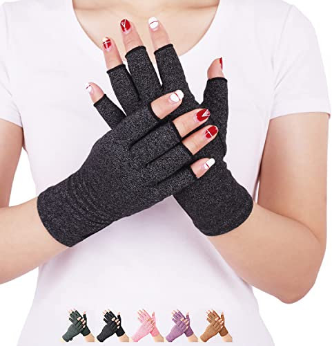 DISUPPO Arthritis Handschuhe – Rheumatische Arthritis Kompressionshandschuhe für Schmerzlinderung, Gaming Tippen, Fingerlose Handschuhe für Männer und Frauen (Schwarz, M)