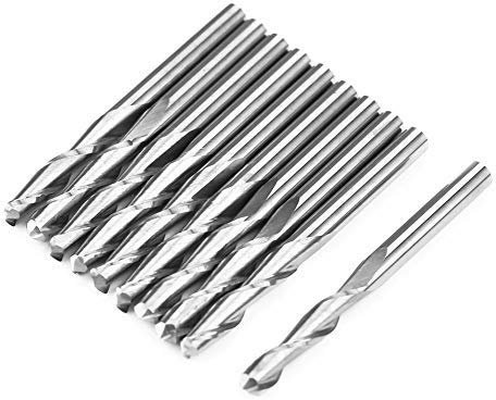 10Pcs Fraises en Bout Sphérique,Walfront Fraises Droites à Double Cannelure Fraises à Commande Queue à Acier avec 1/8-inch