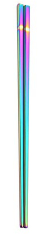 Brussels08 1 Pair Portable Stainless Steel Reusable Chopsticks Rainbow Color Metal Chopsticks High Temperature Resistant Chopsticks for Kitchen Dinner Multicolor