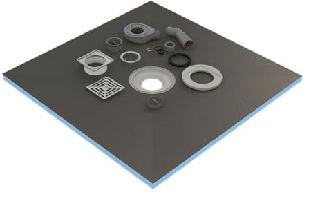 Receveur de douche 120x80x4cm prêt à carreler avec siphon + Grille en inox