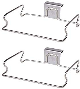 2 Pack Stainless Steel Trash Bag Holder, Garbage Storage Bags Rack, Hanging Garbage Bag Storage Organizer Rack for Kitchen Cabinets Doors and Cupboards Towel Gloves Hanger