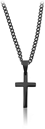 Made by Nami Herren Halskette mit Anhänger aus Edelstahl – Kreuz, Kompass, Flügel – Gliederkette, Handmade Schmuck