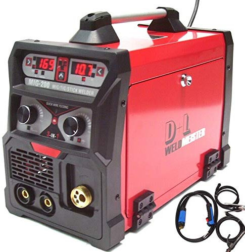 3in1 Schutzgas Schweißgerät 200A Fülldraht MIG/MAG WIG Elektrode Schweißen 13963, optional Wig Schweißgerät Kontaktzündung AWZ