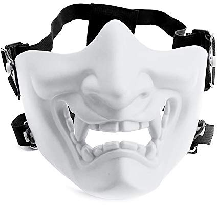 AOUTACC Airsoft Halbgesichtsmasken, Böser Dämon, Monster, Kabuki, Samurai, Hannya, Oni, Halbgesicht, Schutzmasken, Maskenball, Party, Halloween, Cs War Game