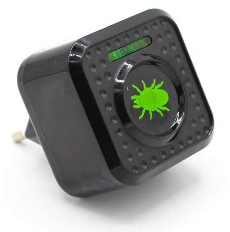 FISHTEC - Prise Anti-acariens ultrasons - Protège nuisibles jusqu'à 30 m² - Branchez 230V - Discret, Silencieux et écologique - sans Produits Chimiques - Usage sûr Enfants, Animaux