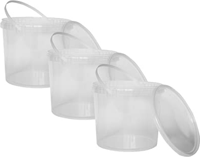 Nipter plasthink med lock av livsmedelsklassad plast hink, livsmedelsgodkänning, livsmedelssäker behållare genomskinlig, 10L x 3 st.