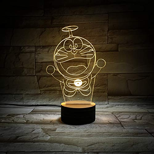 Wolobox | Lampada Doraemon Salto| Decorazione Ambienti | Lampada da comodino | Luce notturna colorata | Illuminazione per bambini e adulti | USB | Luce fissa o Carosello | Cavo - Batterie|