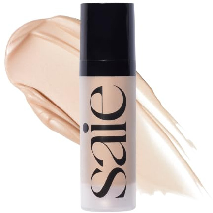 Saie Mini Glowy Super Gel - Hydrating Makeup Primer and Illuminating Glow Serum Enriched with Vitamin C and Squalane Oil - All-Over Liquid Highlighter Makeup for Instant Glass Skin - Starglow (0.5 oz)