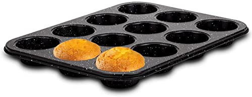 NAVA Muffinblech Muffinform GRANITBESCHICHTUNG Backblech für 12 Stück Muffins Cupcakes 35x26,5 cm NATURE