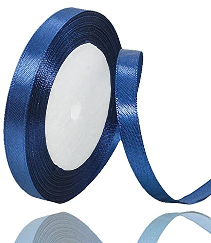 Geschenkband Dunkelblau 10mm Breit, 23 Meters Satinband Marineblau Geschenkbänder Stoff Schleifenband Dekoband zum Geschenkverpackung, Bastelarbeiten, Geburtstag und Hochzeitsdekoration