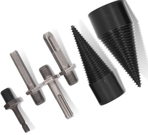 Log Splitter Drill Bit Wood Splitting Drill Bit Set, 6pcs 32mm 42mm Drill Screw Cone Driver Firewood Bit Heavy Duty Splitting Cone Drill Bit Carbon Steel, Conical Design + Titanium Coating