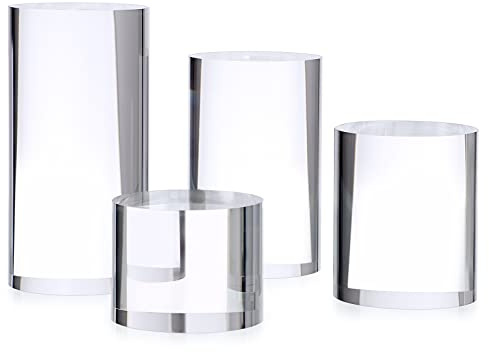 TOLIDA 4 Sätze Transparenter Acryl Display Ständer Zylindrisch Display Ständer Fotografie Requisiten Heim Einrichtung Display Sockel für Kosmetik 5 * 5 * 5/6 / 8 / 10cm