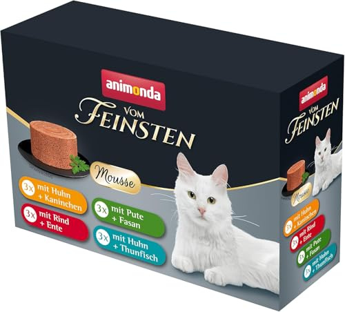 De la Plus Fine Mousse de Nourriture Humide (12 x 85 g), Nourriture pour Chat Humide sans céréales ni Sucre d'animonda, ingrédients Frais et charnus