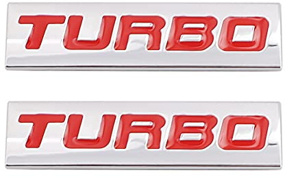 2 Stück Turbo Edition Emblem geeignet für alle Fahrzeugtüren Karosseriegepäck und andere Gegenstände (rot/silberfarben)