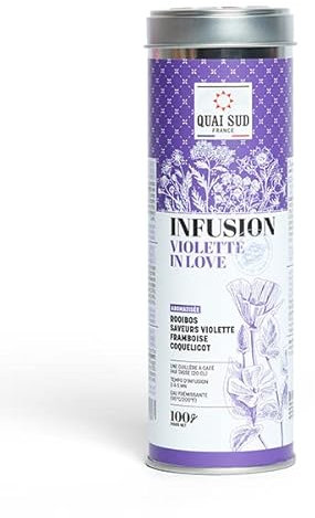 INFUSION VIOLETTE IN LOVE AROMATISÉE ROOIBOS - SAVEURS VIOLETTE, FRAMBOISE ET COQUELICOT Boîte Ronde 100 g
