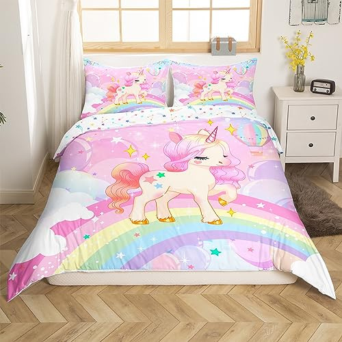 Feelyou Unicorn Kawaii Cute Bedding Set Girls Kids Twin Rainbow