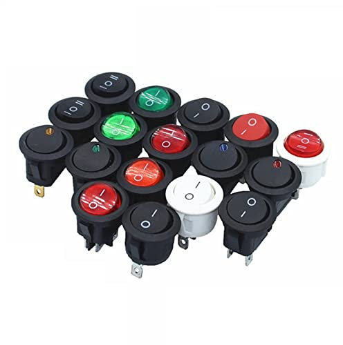 KanDuo 100 pièces Interrupteur à Bascule Rond Marche/arrêt LED Tableau de Bord de Voiture éclairé Tableau de Bord Bateau Van 12V 24V/6A 250V/10A 125V Interrupteur 2/3/4PIN 20MM (Color : 4)