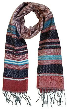 Rastogi Handicraft Wollschals, langer Schal, Winter, dick, warm, gestrickt, großer Schalldämpfer, Schal für Männer, Frauen und Mädchen, 180,3 x 33 cm, rot, 71 x 13 Inches