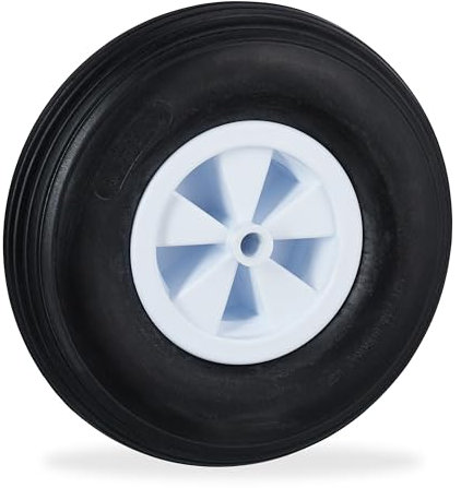 Relaxdays Ruota per Carriola 3,50-6, Gomma Piena, Cerchione Plastica, Ruotino Scorta Antiforatura, 100 kg, Nero/Bianco