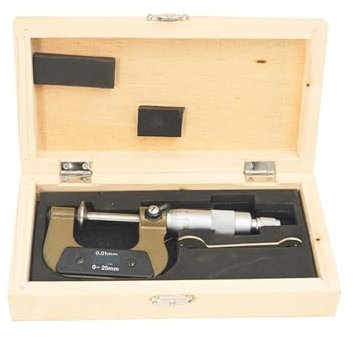 ZPFDSG Bügelmessschrauben Legierungs-Messkopf-Getriebe, gemeinsames normales Mikrometer 0–25/25/50/75 mm, 0,01 Flachkopf-Papierschwamm-Messmikrometer (Color : Beige, Size : 75-100mm)