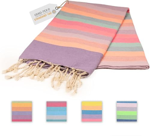 Sandrella Telo da hammam, da donna e da uomo, grande, 100 x 200 cm, in cotone, colore: viola