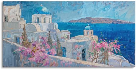 Paul Sinus Leinwandbild gerahmt 120x60cm Santorini Griechenland Meer Blau Sommer