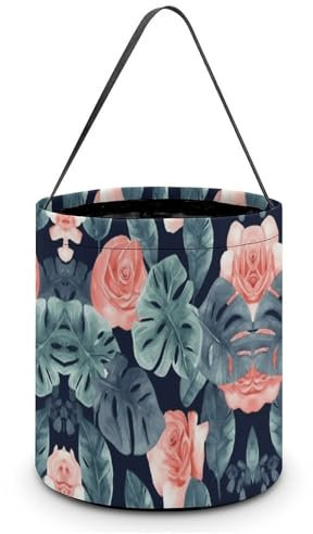 MNBVKL Fruktosebeutel, Aquarell-Monstera-Muster, bedruckt, Fruktosebeutel, Halloween-Süßigkeitentasche, Reise-Aufbewahrungstasche, Süßigkeitenkorb, Aquarell-Monstera-Muster, Einheitsgröße,