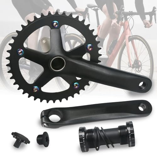 HZXQCVB 130BCD 152MM 165MM 170MM Rennrad-Kurbelgarnitur 44T Kettenblatt Integriert Hohl Aluminium-Legierung Kurbelarm-Satz Mit Tretlager Linke Und Rechte Kurbelarme(170mm)