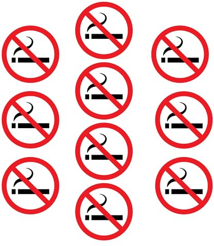 10 x Rauchen Verboten Aufkleber 7cm Ø - Olanmarp - UV-beständig, Kratzfest & Wetterfest -Perfekt für Innen- und Außeneinsatz | Einfaches Ankleben | Ideal für Betriebe, Büros, Schulen & mehr