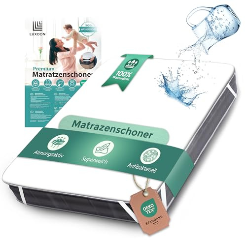 Luxoon Matratzenschoner wasserdicht 180x200cm, Atmungsaktive & rutschfeste Matratzenauflage, Schutz vor Flüssigkeiten, Staub & Milben, Waschbare Inkontinenzunterlage, Weiß