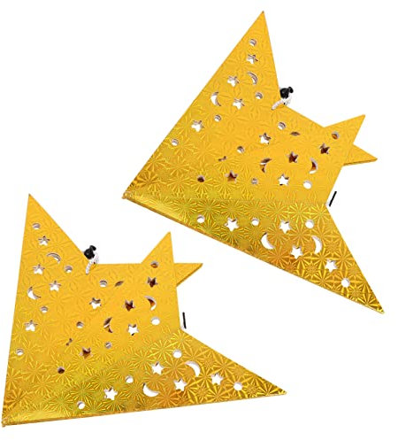 ANDRESLAD 2stücke Teiliges Papier Pentagramm Gold Faltbarer Weihnachtsstern Lampenschirm Mit Sternenlöchern Dekorative Weihnachtsbeleuchtung Für Baum Wand Und Party Festliche Raumdekoration