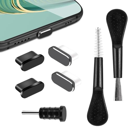 AOZUO 4 stycken USB C dammskydd med 1 st. hörlursuttag 2 stycken borstar, USB C skyddsset USB C skydd mobiltelefon tillbehör laddningsuttag skydd USB C skyddskåpa dammskydd USB C USB C USB C USB C lås