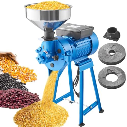 Langjiee Electric Grain Mill Grinder,1500W Spice Grinder,Commercial Corn Mill W/Funnel,Thickness Adjustable Powder Machine,Dry,Wet