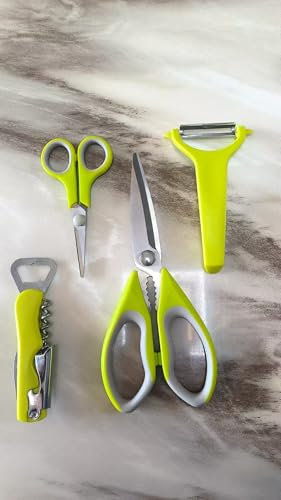 Vutyvve Kitchen Scissors, Stainless Steel Blades, Kitchen Gadgets and Accessories Set, Scissors, Y-Shaped Rotary Peeler, Bottle Opener, Set of 4