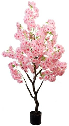 KüNstlicher KirschblüTenbaum KüNstlich Cherry Bloss Kunstpflanze, Kunstbaum Mit BlüTen 150cm, KüNstliche Pflanze Im Topf, Kunstpflanzen Groß KüNstlicher Baum Kirsche KirschblüTen Deko Mit Blossom