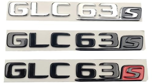 ERAKAFZTTK 3D ABS Chrom Schwarz Logo GLC63S Emblem Buchstaben Aufkleber Auto Stamm Abzeichen Aufkleber Fit for Mercedes Benz GLC 63S AMG GLC 63 S Zubehör(Glossy Black)