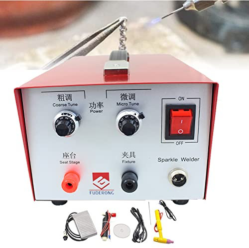 Soldador de joyería por puntos,Soldador láser portátil 220V Soldador de arco de pulso Soldador láser portátil de joyería por puntos,con pedal de herramientas,30/50/80A Rojo,30A